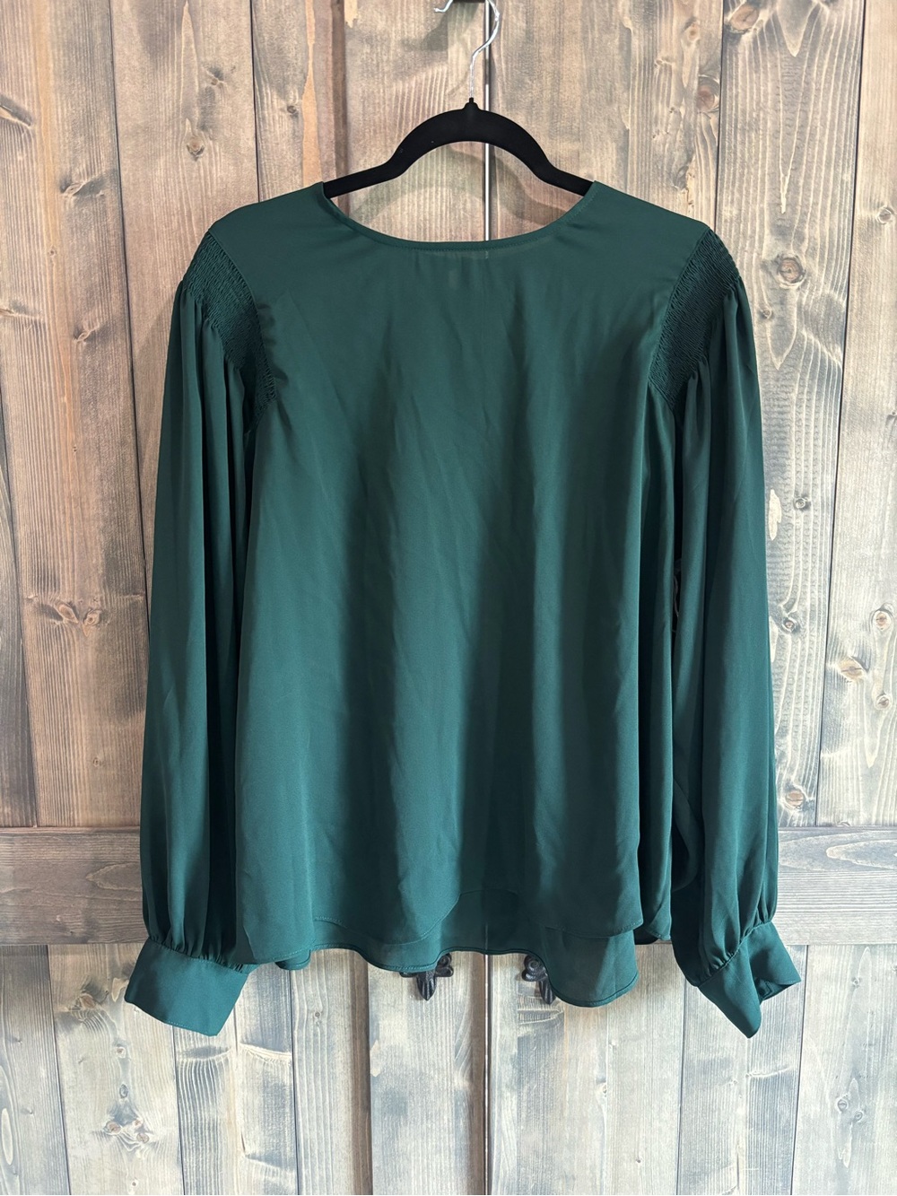 Worthington Dark Green Long-Sleeve Blouse